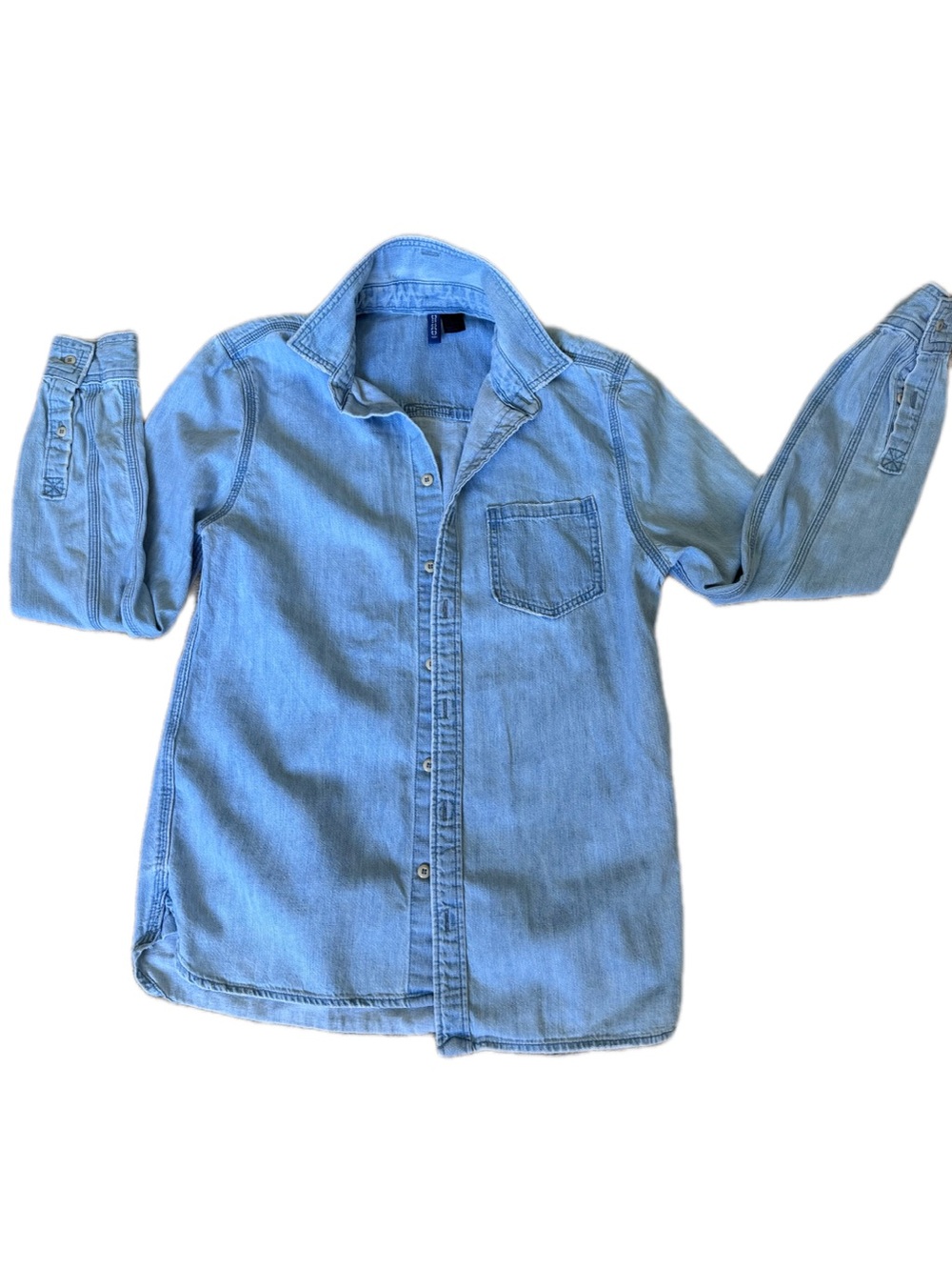 H&M Light Blue Denim Button-Down Shirt - women